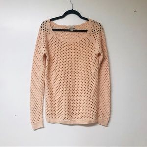 The Loft | Soft Pink Crochet Fishnet Sweater